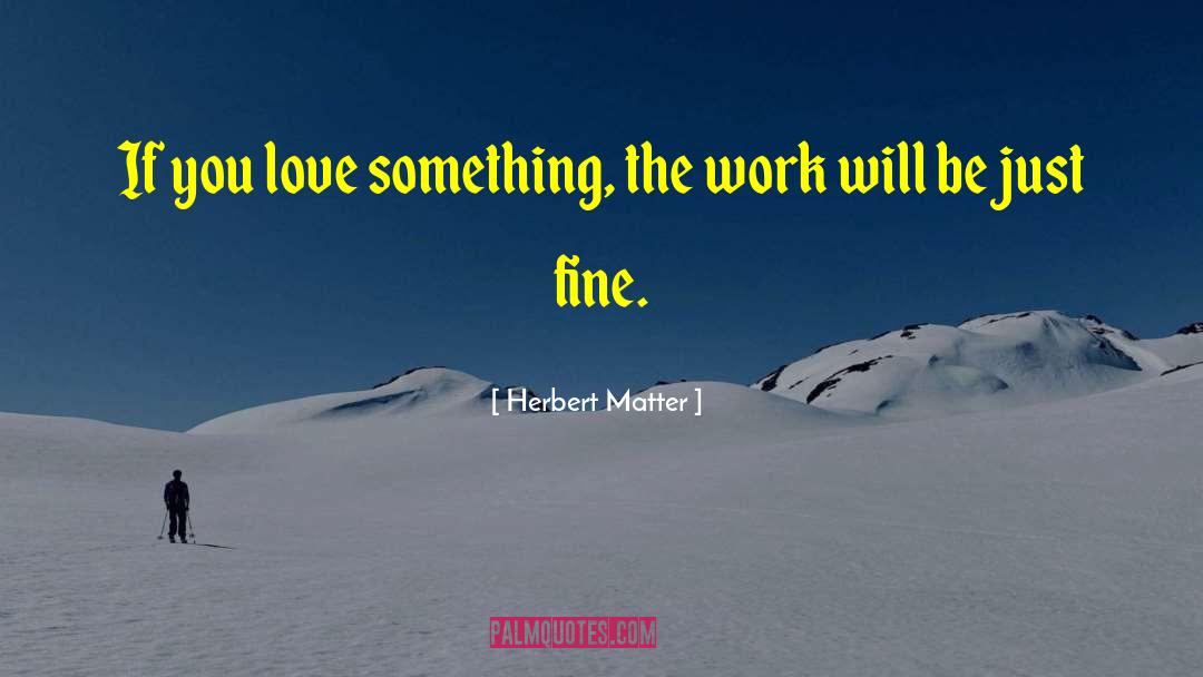 Herbert Matter Quotes: If you love something, the