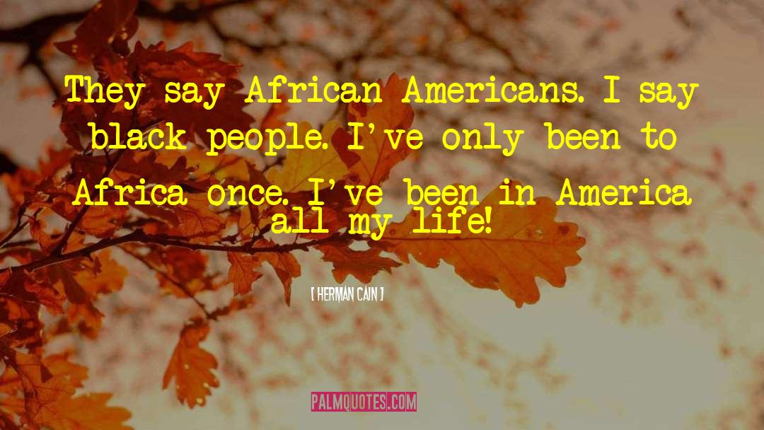 Herman Cain Quotes: They say African Americans. I