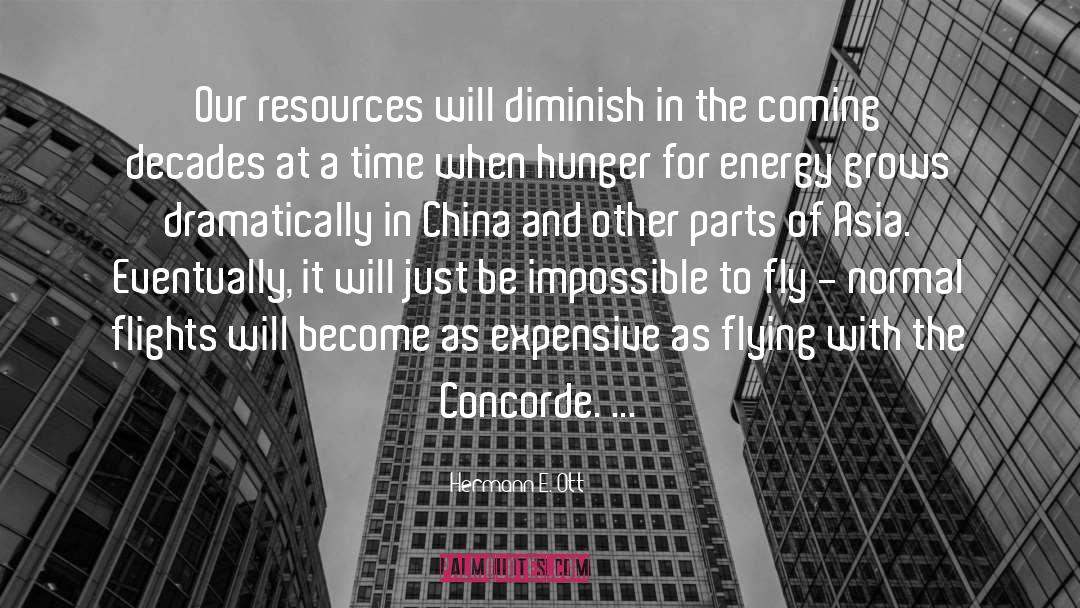 Hermann E. Ott Quotes: Our resources will diminish in