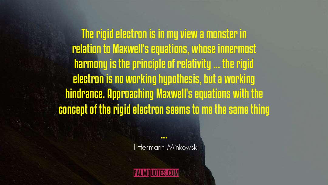 Hermann Minkowski Quotes: The rigid electron is in