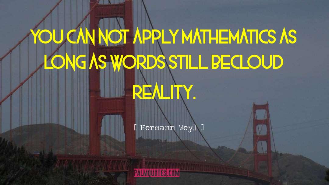 Hermann Weyl Quotes: You can not apply mathematics