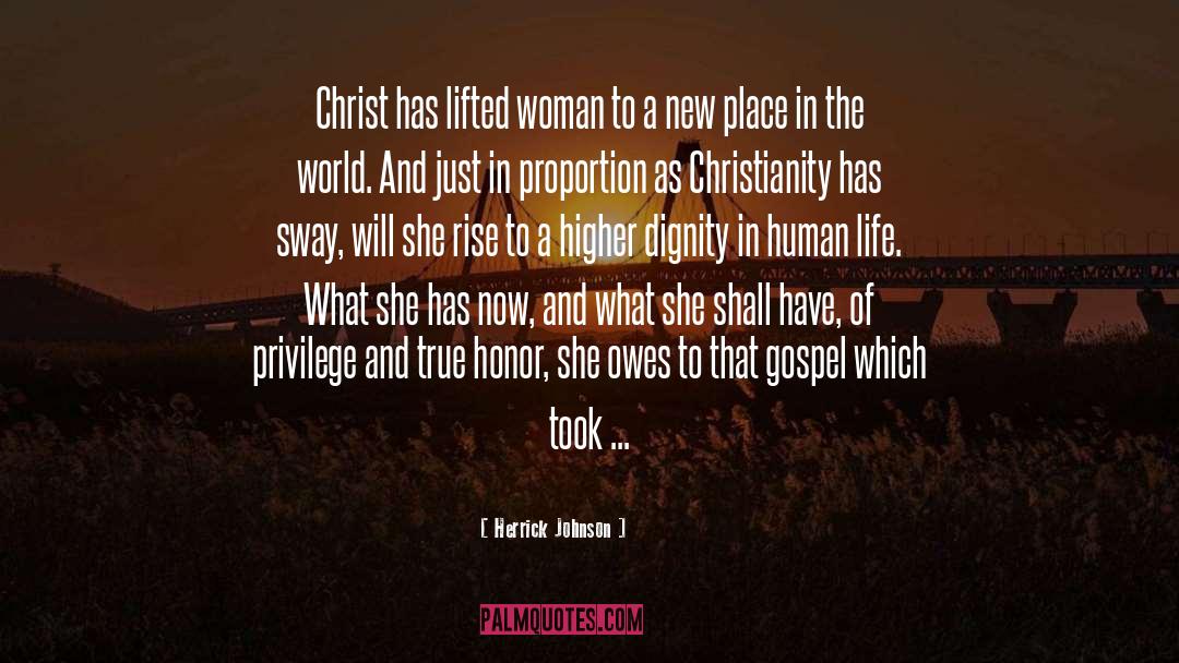 Herrick Johnson Quotes: Christ has lifted woman to