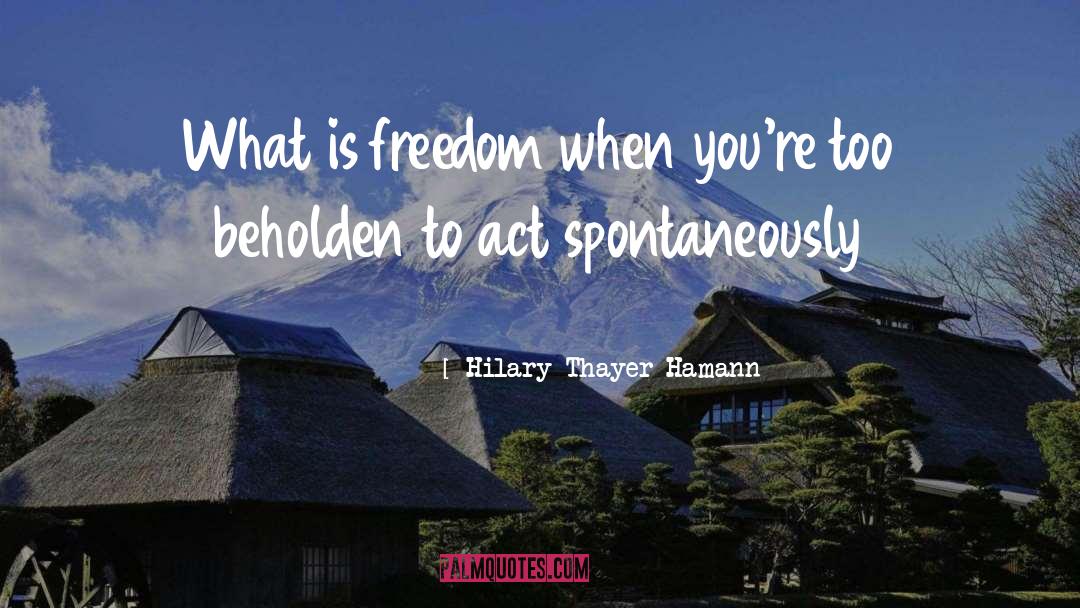 Hilary Thayer Hamann Quotes: What is freedom when you're