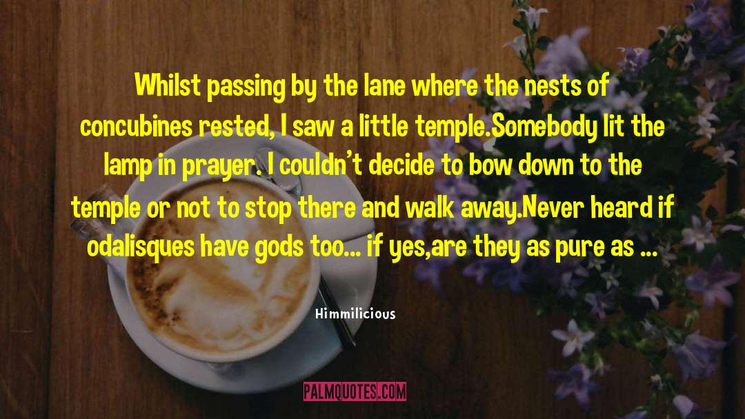 Himmilicious Quotes: Whilst passing by the lane
