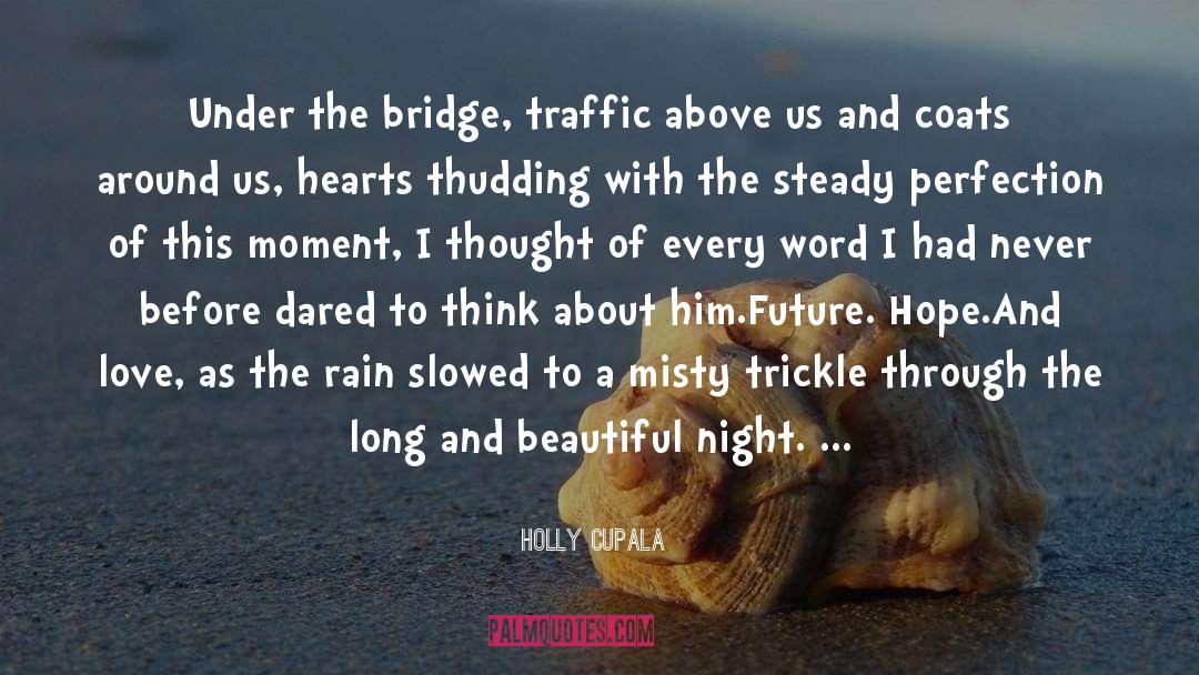 Holly Cupala Quotes: Under the bridge, traffic above