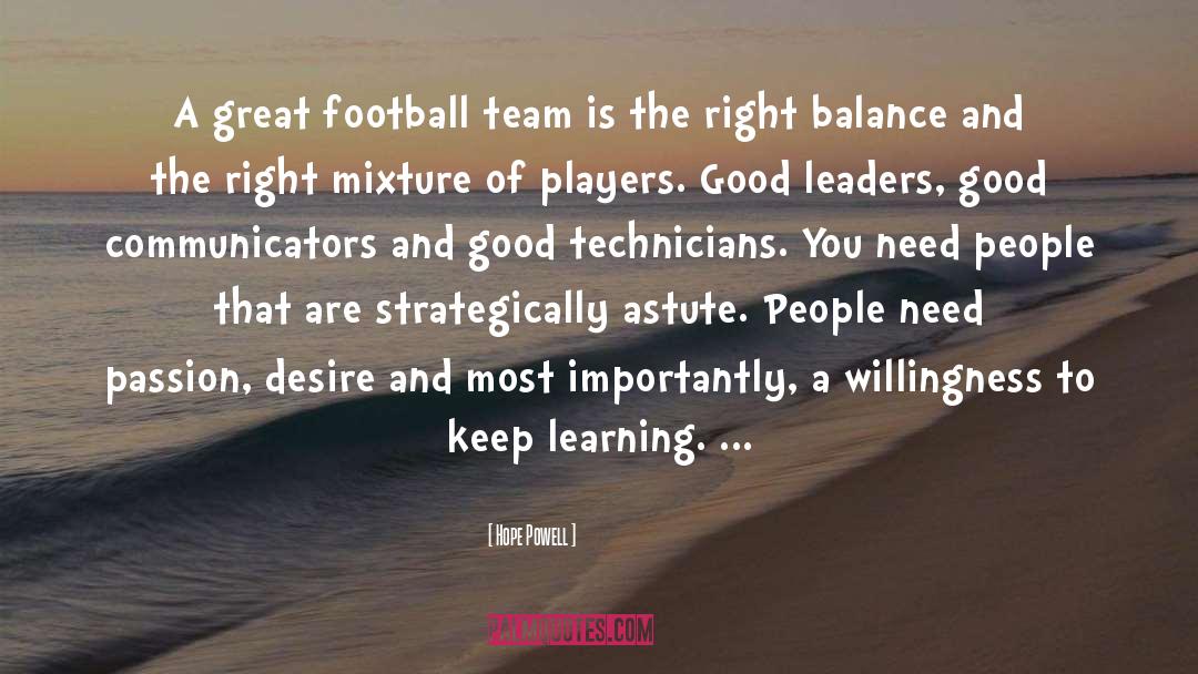 Hope Powell Quotes: A great football team is