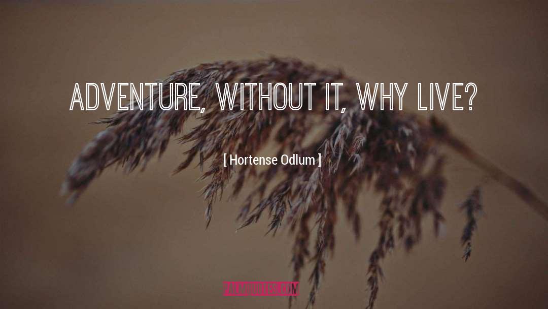 Hortense Odlum Quotes: Adventure, without it, why live?