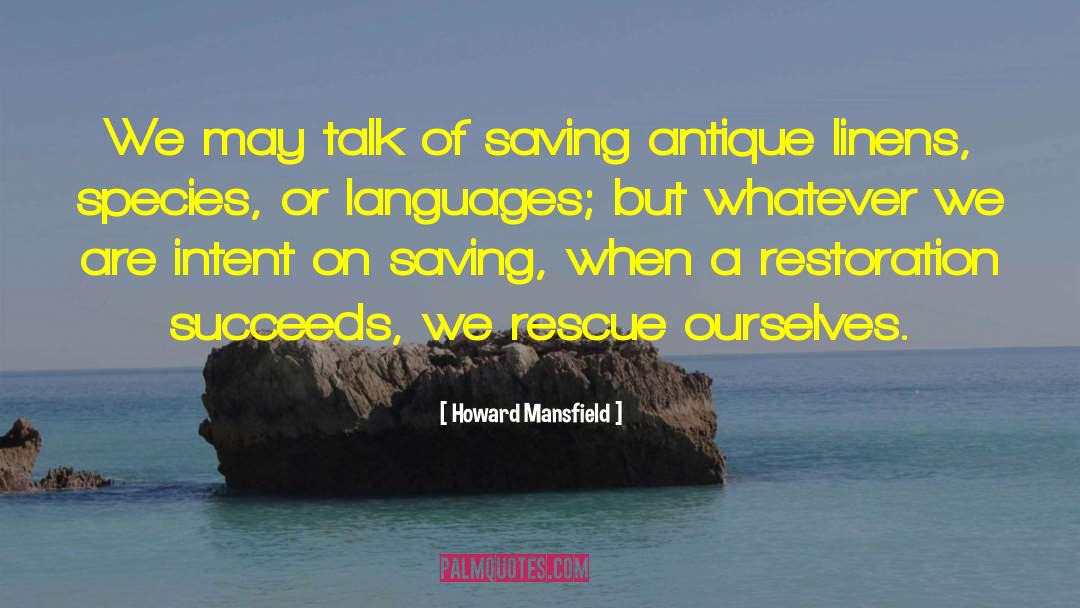 Howard Mansfield Quotes: We may talk of saving