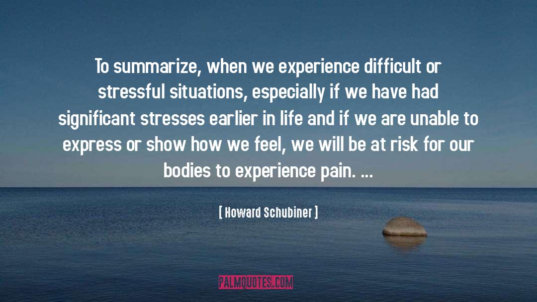 Howard Schubiner Quotes: To summarize, when we experience