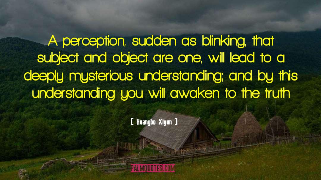 Huangbo Xiyun Quotes: A perception, sudden as blinking,