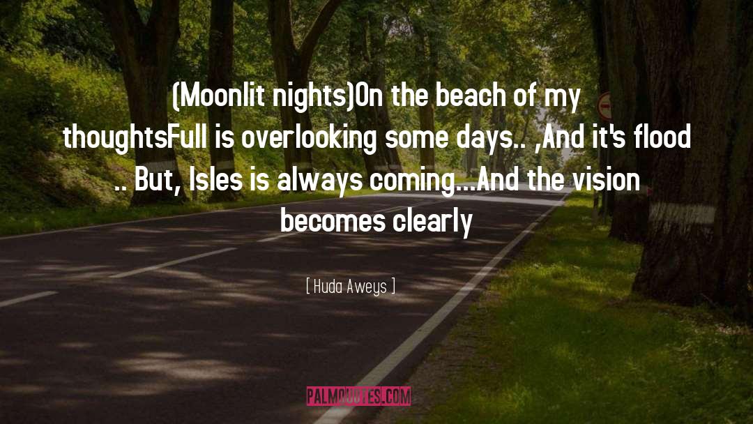 Huda Aweys Quotes: (Moonlit nights)<br />On the beach