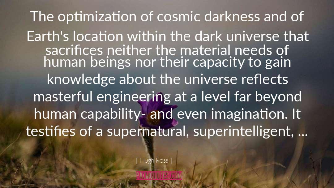 Hugh Ross Quotes: The optimization of cosmic darkness