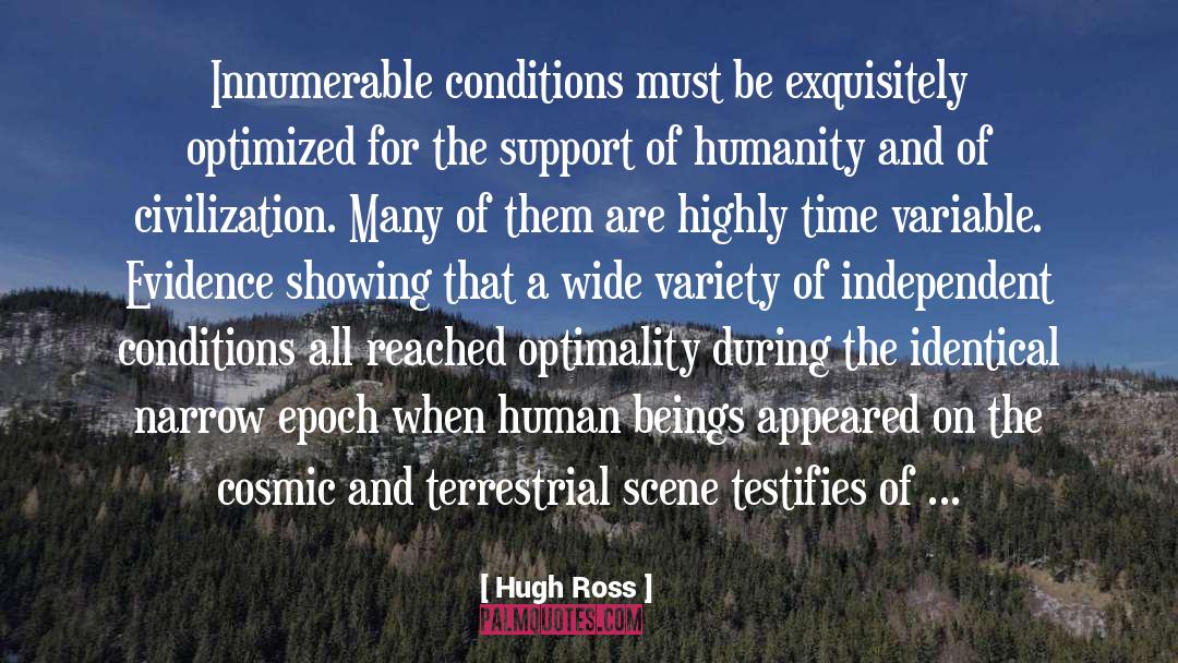 Hugh Ross Quotes: Innumerable conditions must be exquisitely
