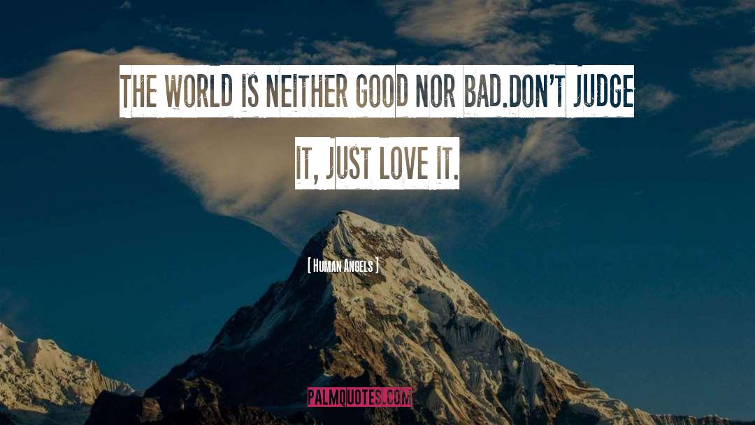 Human Angels Quotes: The world is neither good