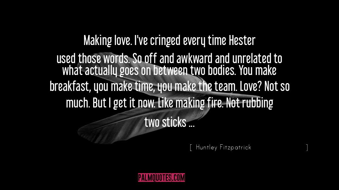 Huntley Fitzpatrick Quotes: Making love. I've cringed every