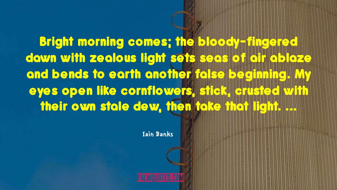 Iain Banks Quotes: Bright morning comes; the bloody-fingered