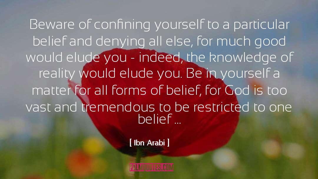 Ibn Arabi Quotes: Beware of confining yourself to