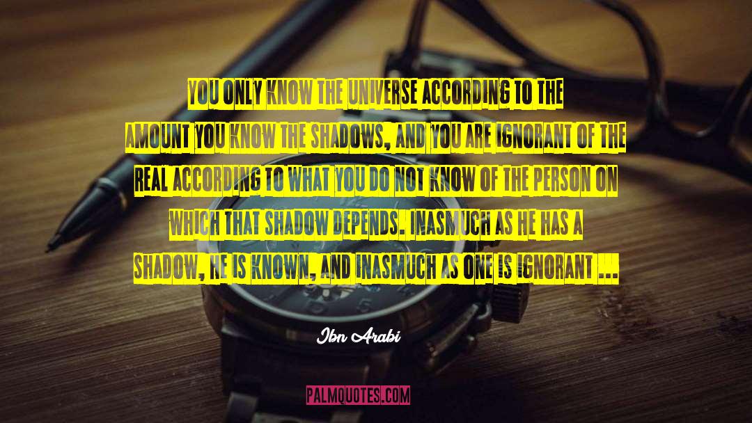 Ibn Arabi Quotes: You only know the universe