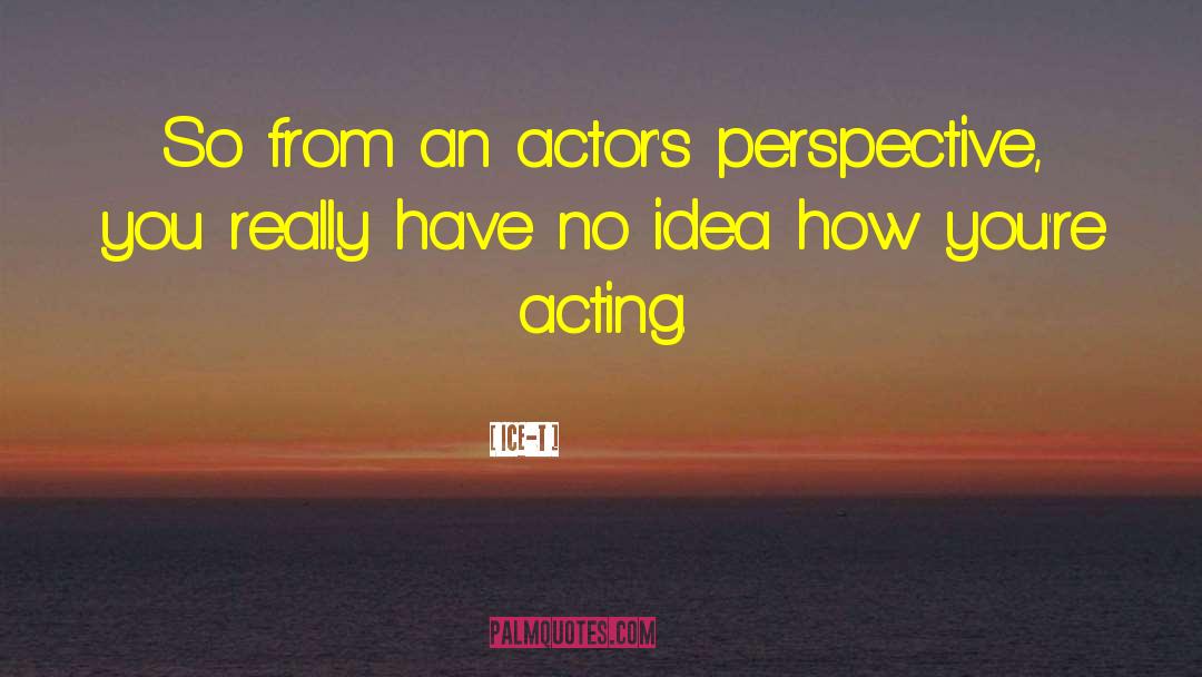 Ice-T Quotes: So from an actor's perspective,