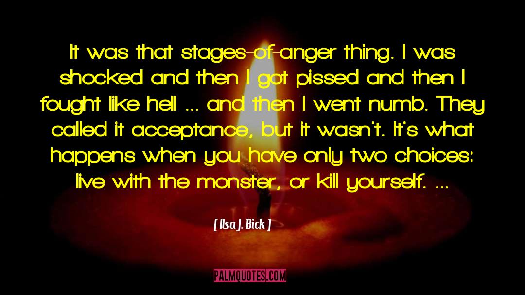 Ilsa J. Bick Quotes: It was that stages-of-anger thing.