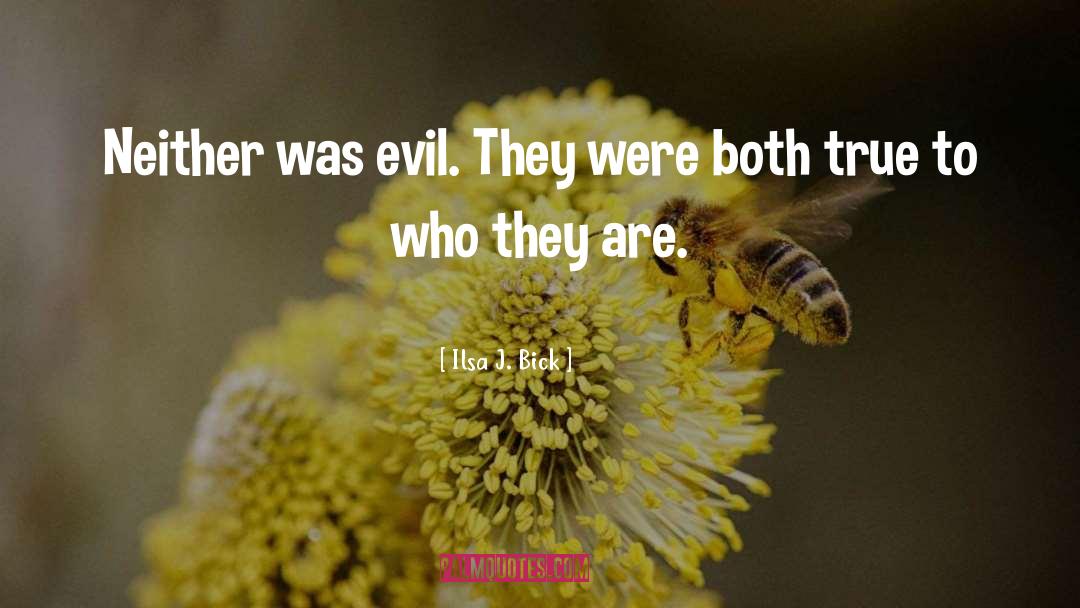 Ilsa J. Bick Quotes: Neither was evil. They were