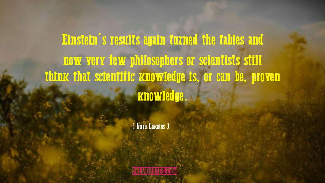 Imre Lakatos Quotes: Einstein's results again turned the