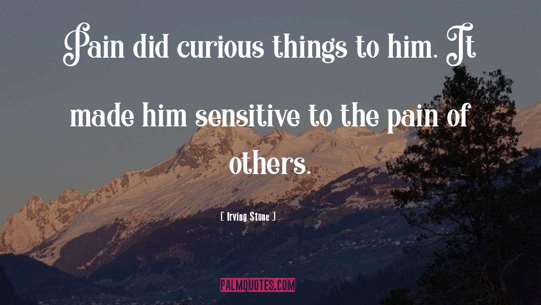 Irving Stone Quotes: Pain did curious things to