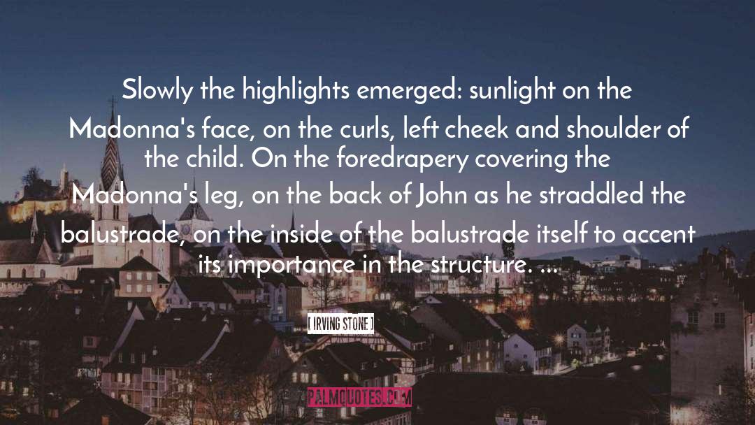 Irving Stone Quotes: Slowly the highlights emerged: sunlight