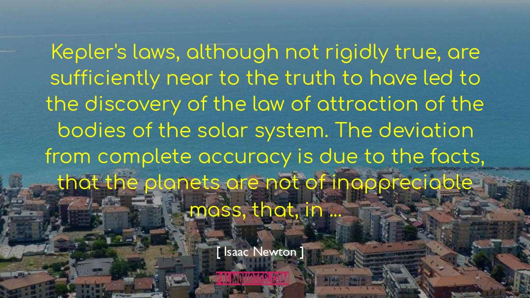 Isaac Newton Quotes: Kepler's laws, although not rigidly