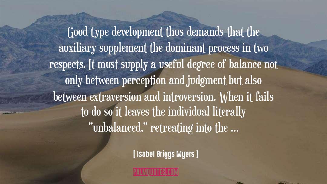 Isabel Briggs Myers Quotes: Good type development thus demands