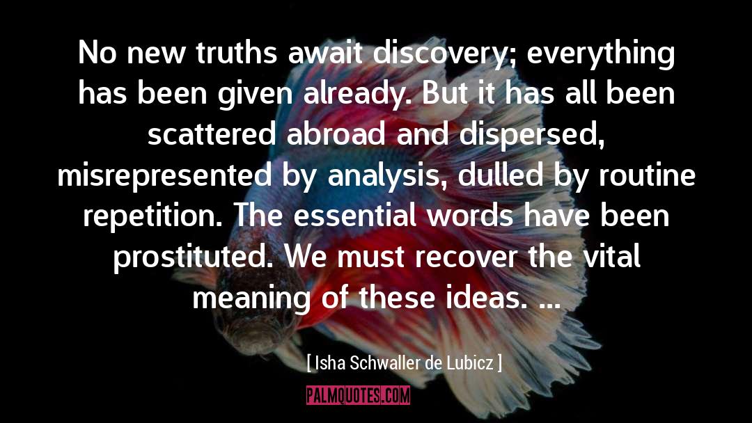 Isha Schwaller De Lubicz Quotes: No new truths await discovery;