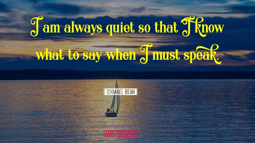 Ishmael Beah Quotes: I am always quiet so