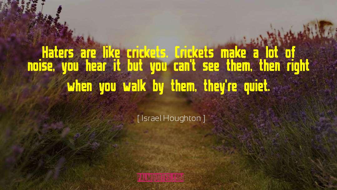 Israel Houghton Quotes: Haters are like crickets. Crickets
