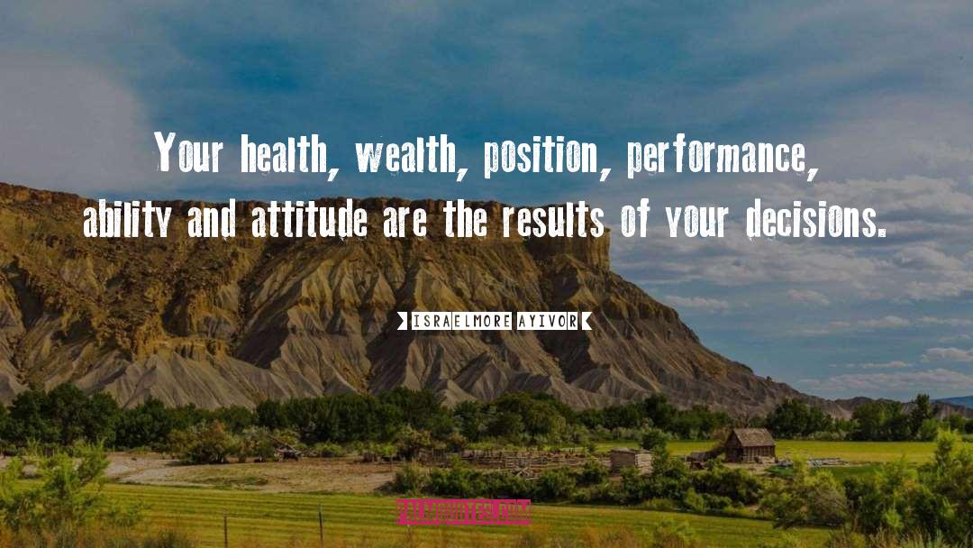 Israelmore Ayivor Quotes: Your health, wealth, position, performance,