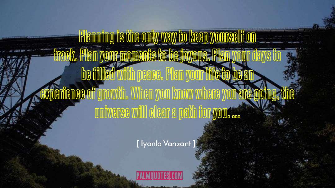 Iyanla Vanzant Quotes: Planning is the only way