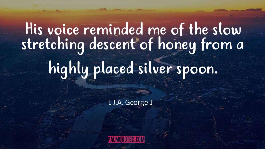 J.A. George Quotes: His voice reminded me of