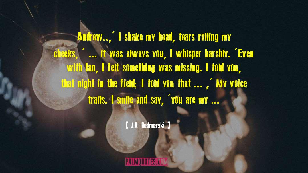 J.A. Redmerski Quotes: Andrew..,' I shake my head,