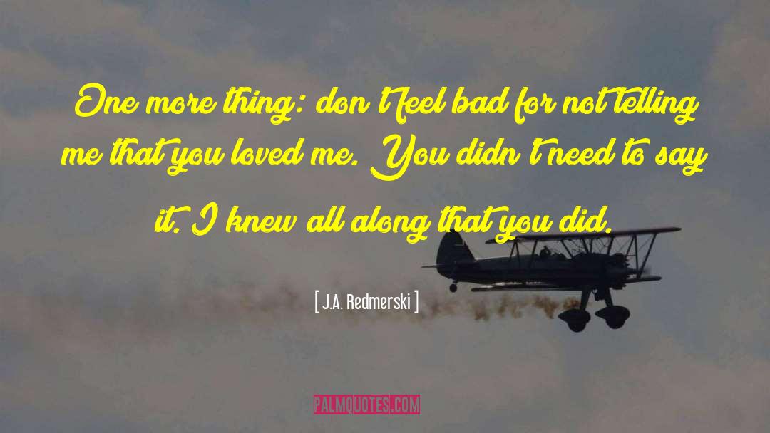 J.A. Redmerski Quotes: One more thing: don't feel