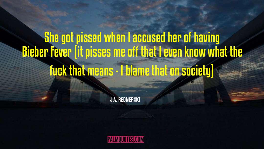 J.A. Redmerski Quotes: She got pissed when I