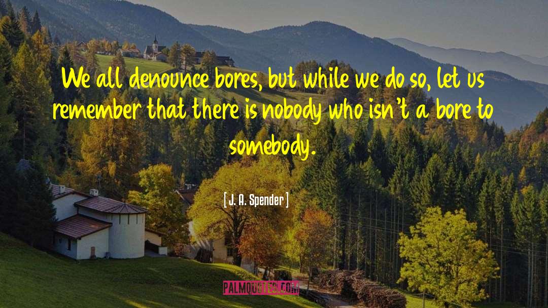 J. A. Spender Quotes: We all denounce bores, but