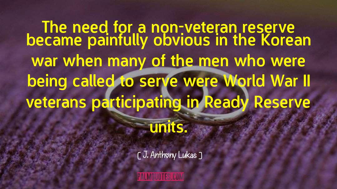 J. Anthony Lukas Quotes: The need for a non-veteran