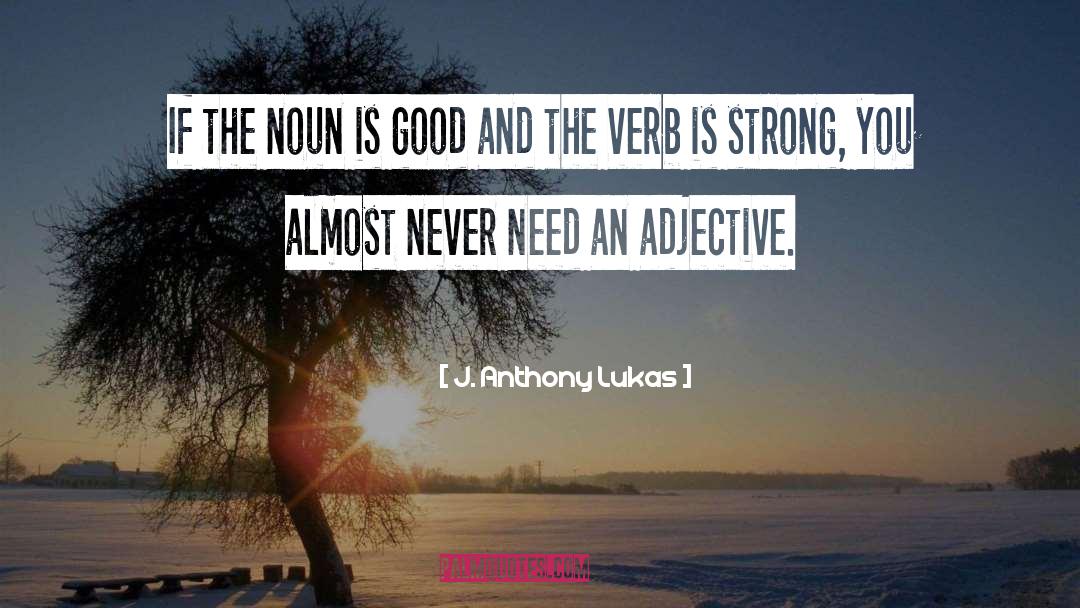 J. Anthony Lukas Quotes: If the noun is good