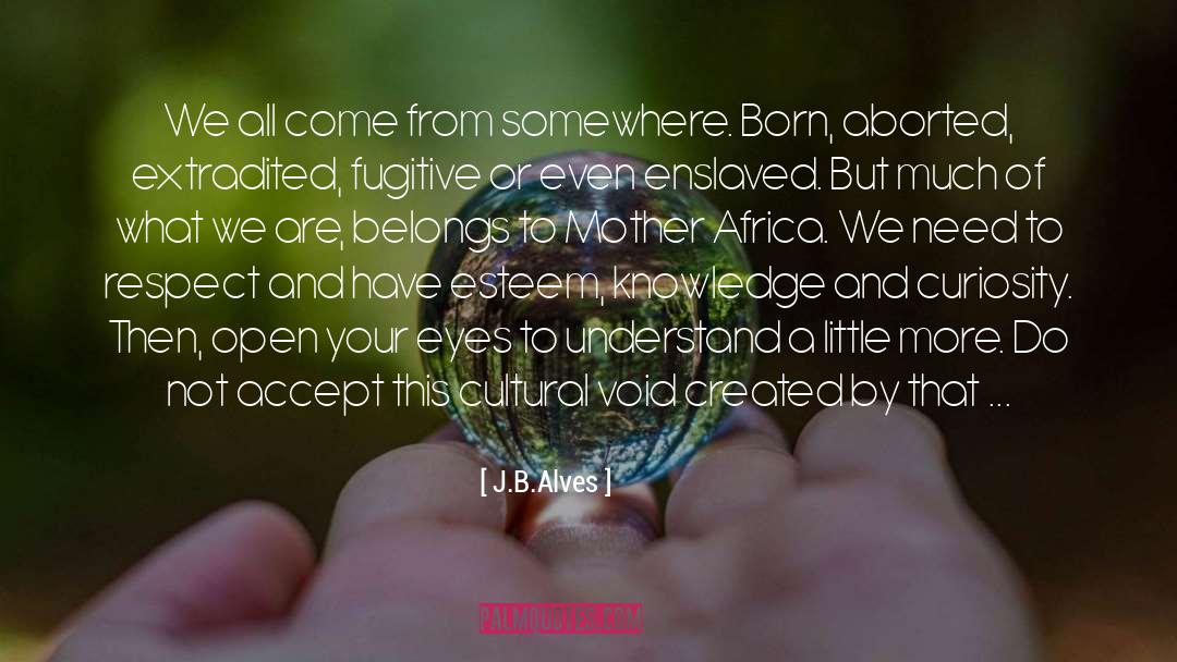 J.B.Alves Quotes: We all come from somewhere.