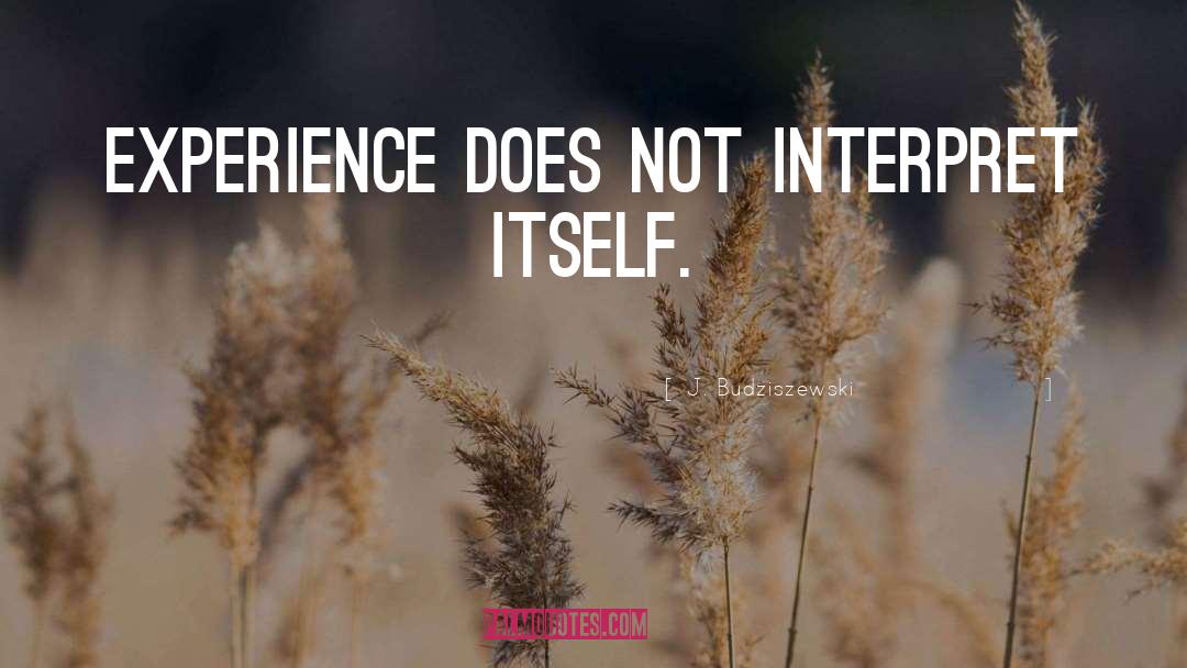 J. Budziszewski Quotes: Experience does not interpret itself.