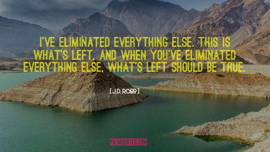 J.D. Robb Quotes: I've eliminated everything else. This