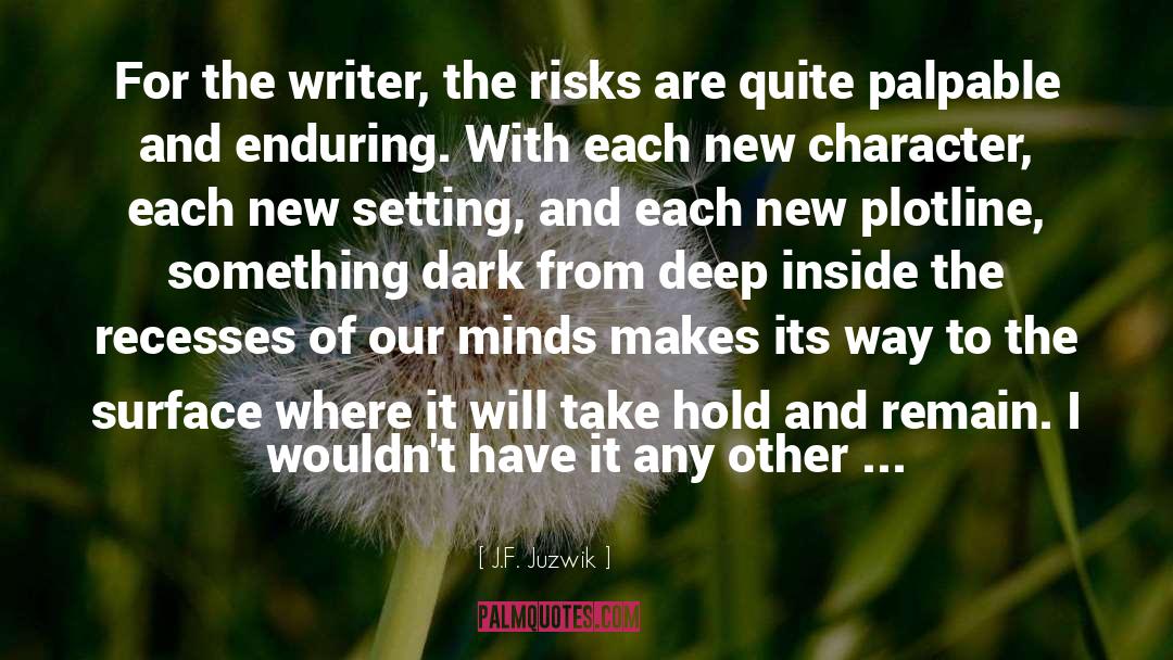 J.F. Juzwik Quotes: For the writer, the risks