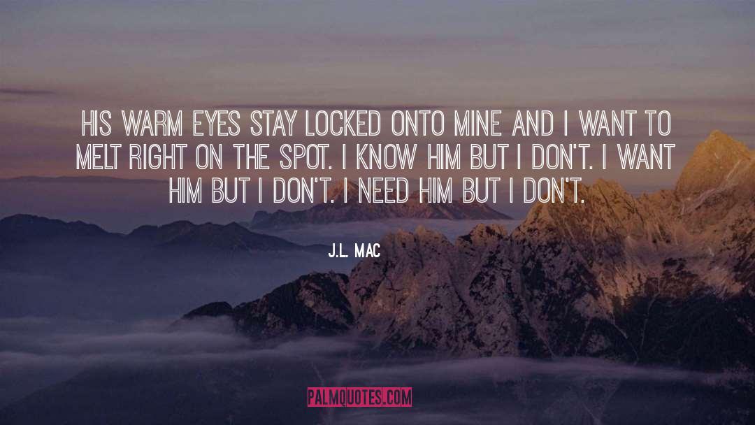 J.L. Mac Quotes: His warm eyes stay locked