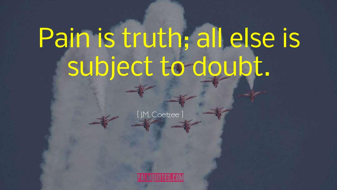 J.M. Coetzee Quotes: Pain is truth; all else