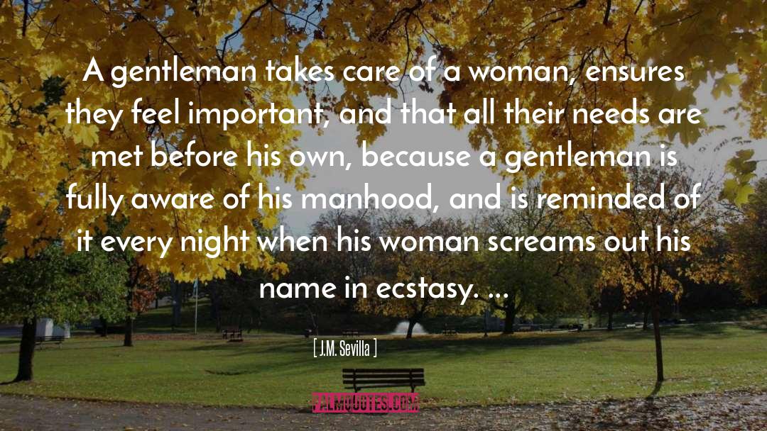 J.M. Sevilla Quotes: A gentleman takes care of