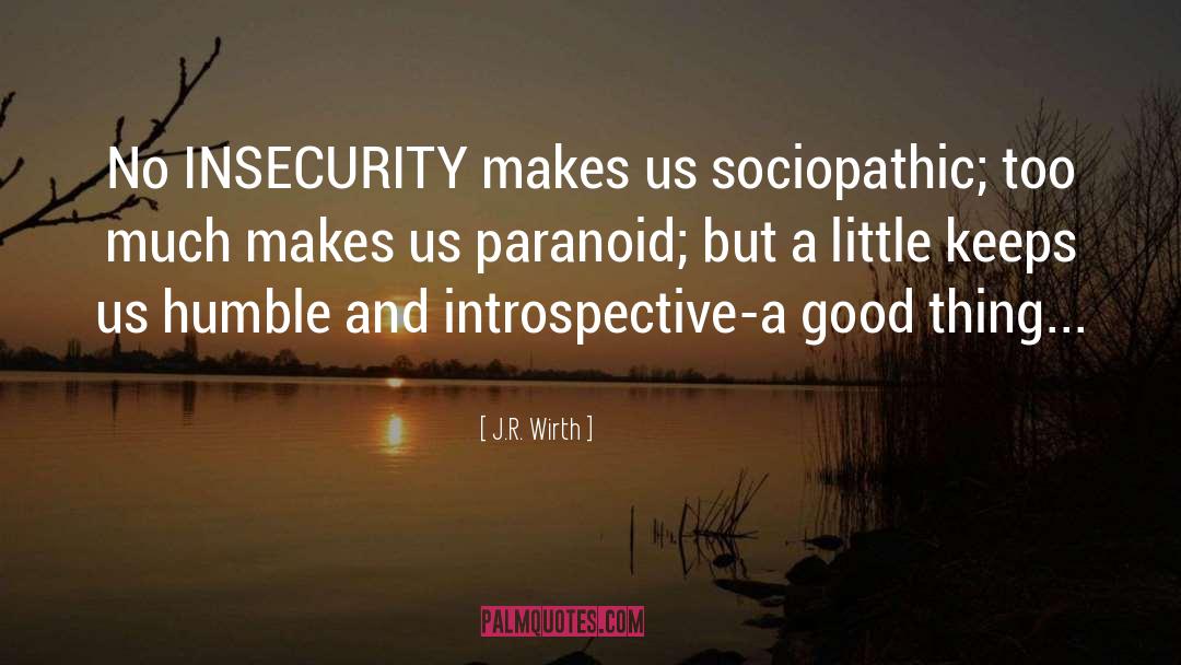 J.R. Wirth Quotes: No INSECURITY makes us sociopathic;